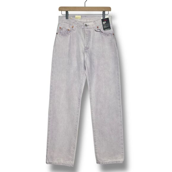 Levis Premium Womens 501 90s Denim Jeans 25 Purple Mid Rise Straight Loose New - Picture 5 of 15